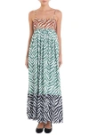 English Factory Colorblock Zebra Print Tiered Maxi Sundress In Brown Multi