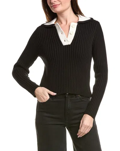 English Factory Colorblocked Polo Sweater In Black