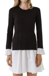 English Factory Knit Combo Dress In Black/white