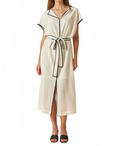 English Factory Contrast Binding Belted Midi Dress In White