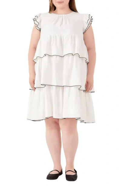English Factory Contrast Detail Ruffle Babydoll Dres In White