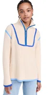 English Factory Color Accent Half-zip Pullover In Blue Multi