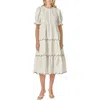 English Factory Contrast Scalloped Trim Cotton Midi Dress In White