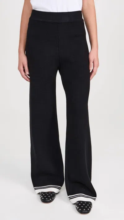 English Factory Contrast Stripe Detail Knit Pant In Black/ivory