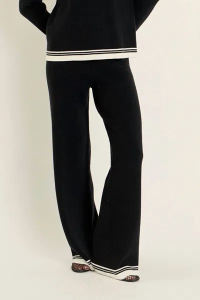 English Factory Contrast Stripe Detail Knit Pants In Black/ Beige