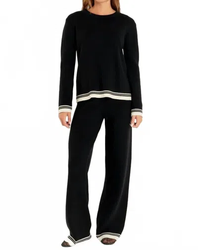 English Factory Contrast Stripe Knit Set In Black