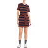English Factory Contrast Stripe Tie Waist Minidress In Brown/navy