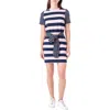 English Factory Contrast Stripe Tie Waist Minidress In Navy/pink