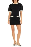 English Factory Contrast Trim Sweater Minidress In Black/ White