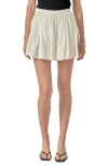 English Factory Cotton Blend Flared Miniskort In Neutral