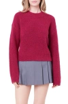 English Factory Cozy Crewneck Sweater In Bordeaux
