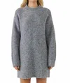 English Factory Cozy Crewneck Long Sleeve Sweater Dress In Grey