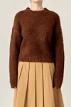English Factory Cozy Roundneck Sweater In Chocolate In Brown
