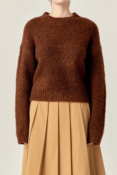 English Factory Cozy Roundneck Sweater In Chocolate In Brown
