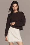 English Factory Crew-neck Cable-knit Sweater In Brown