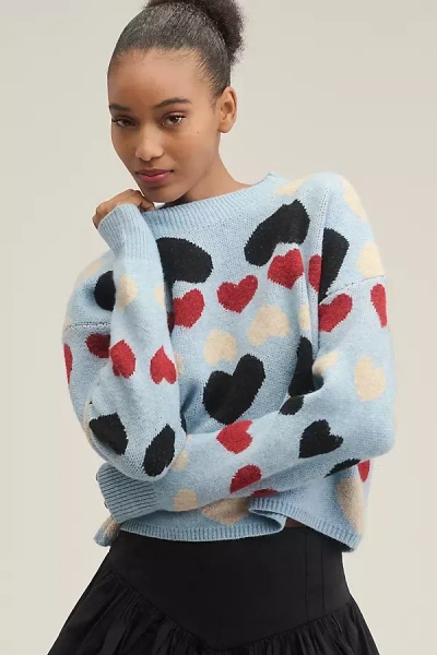 English Factory Crew-neck Heart Icon Sweater In Blue