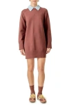 English Factory Crew Sweater Dress In Brown