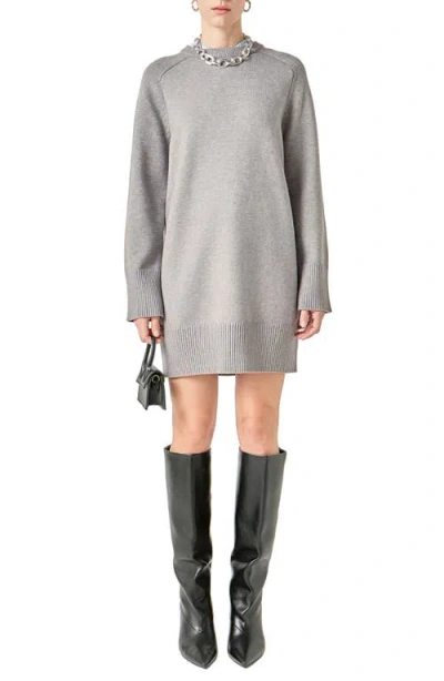 English Factory Crew Sweater Dress In Gray