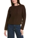 English Factory Crewneck Cable Wool-blend Sweater In Brown