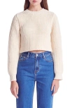 English Factory Crewneck Crop Sweater In Cream