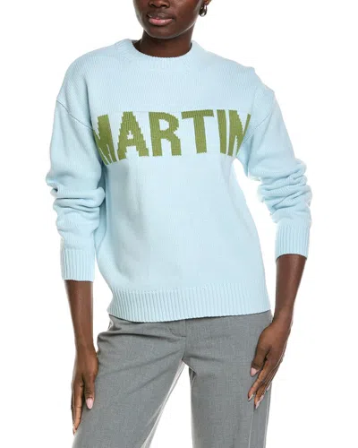 English Factory Ribbed Hem Graphic Sweater In Light Blue In Black