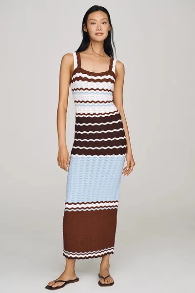 English Factory Stripe Pointelle Jumper Midi Dress In Multi