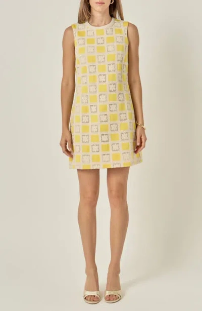 English Factory Crochet Patchwork Minidress In Yellow
