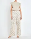 English Factory Crocket Patchwork Wide Leg Pants In Beige