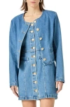 English Factory Crop Denim Jacket In Dark Denim