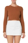 English Factory Crop Rib Sweater In Camel