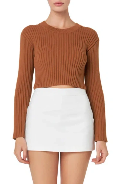 English Factory Crop Rib Sweater In Camel