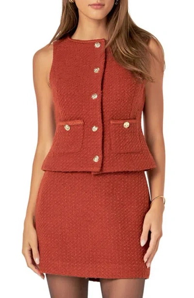 English Factory Crop Tweed Vest In Rust