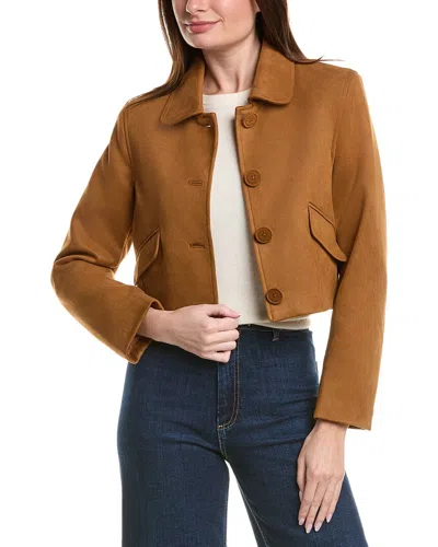 English Factory Cropped Faux-suede Jacket In Brown