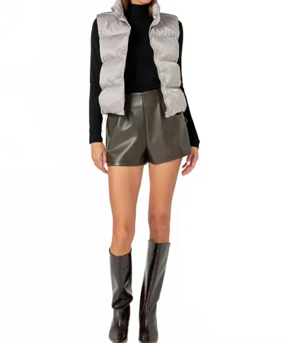 English Factory Cropped Puffer Vest In Silver Gray