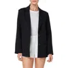 English Factory Curved Lapel Stretch Cotton Blazer In Black