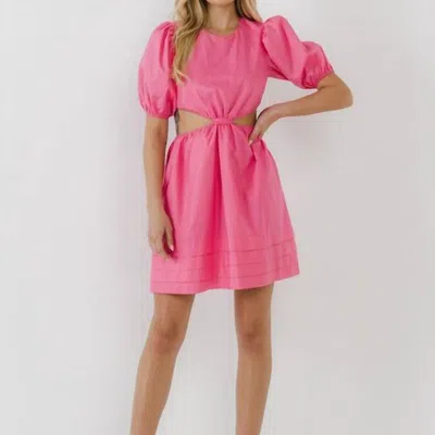 English Factory Pleats With Cut-out Mini Dress In Pink