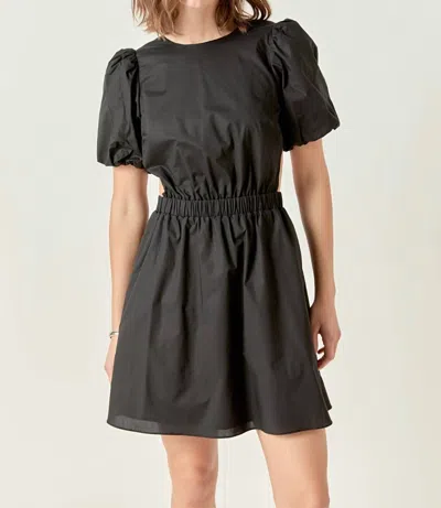 English Factory Cut-out Poplin Mini Dress In Black