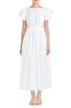 English Factory Cutout Puff Sleeve Maxi Sundress In White