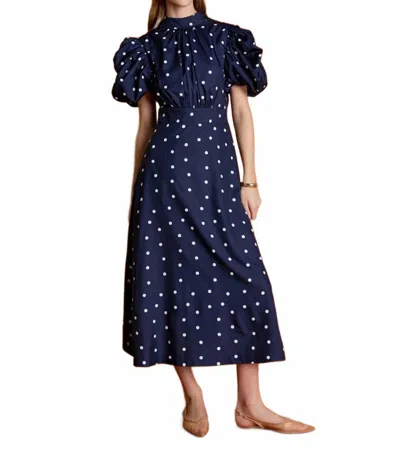 English Factory Daisy Dotted Midi Dress In Navy Blue