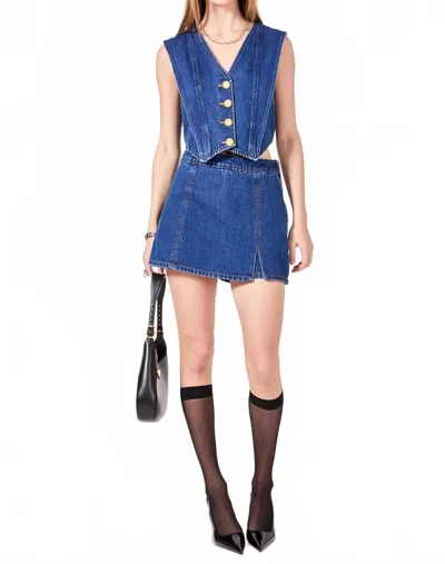 English Factory Dark Denim V-neck Vest In Blue In Multi