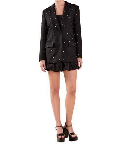 English Factory Darlin Rhinestone Blazer In Black