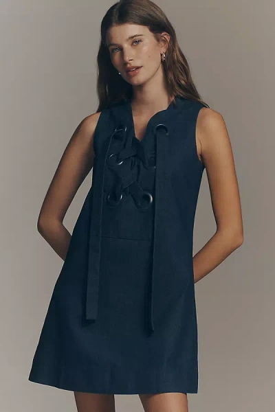 English Factory Denim Mini Dress In Blue