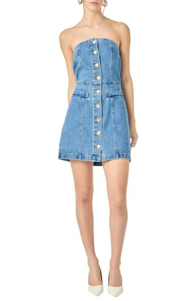 English Factory Denim Tube Minidress In Dark Denim