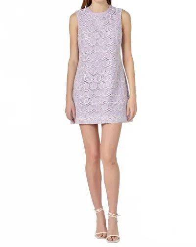 English Factory Doria Crochet Lace Mini Dress In Lilac In Neutral