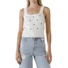 English Factory Womens Cropped Polka Dot Tank Top Sweater In White