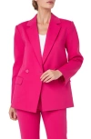 English Factory Double Breasted Cotton Blend Blazer In Fuchsia