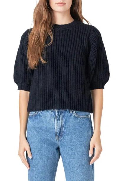 English Factory Elbow Sleeve Sweater In Black