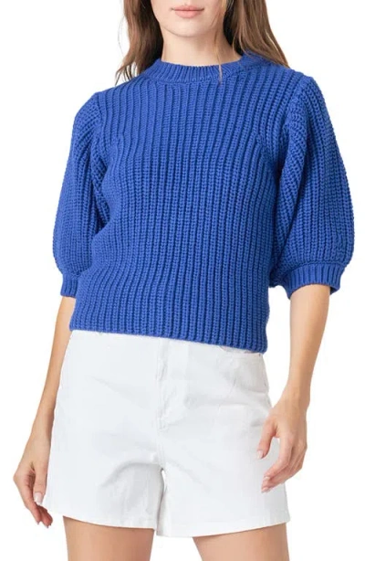 English Factory Elbow Sleeve Sweater In Blue