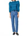 English Factory Ellis Puff Sleeves Top In Teal In Blue