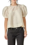 English Factory Embellished Puff Sleeve Top In White